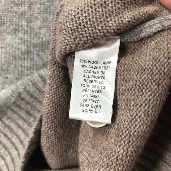 Raffi Sweater Men's Medium Grey 1/4 Button Mock Neck Wool Cashmere Elbow Patches - Picture 6 of 8